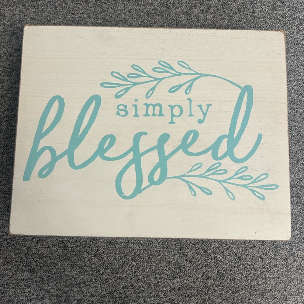 Simply Blessed Wall Art - Teal and White